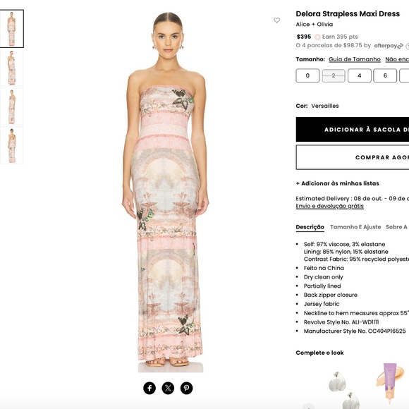 Alice + Olivia Delora Strapless Maxi Dress in Versailles - Size 2